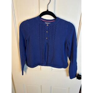 Mini Boden Kids Blue Pointelle Cotton Button Front Cardigan Sweater G4295 9-10Y